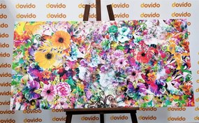 Εικόνα με έντονα χρώματα λουλουδιών - 120x60