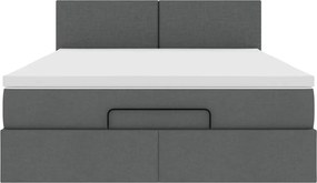 vidaXL Οθωμανικό κρεβάτι με στρώμα Σκούρο γκρι 140x200cm ύφασμα