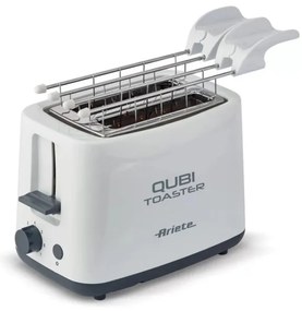 Τοστιέρα ψωμιού Ariete QUBI 0157/00, 760W, 2 φέτες, κουμπί Stop, 7 στάδια, Κινητός δίσκος ψίχας, Λευκό