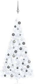 vidaXL Χριστ. Δέντρο Μισό Προφωτισμένο Τεχνητό Μπάλες Λευκό 210εκ