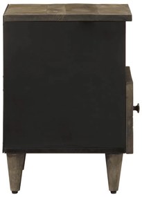 κομοδίνο ντουλάπι ανοιχτό γκρι 40x33x46 cm μασίφ ξύλο Mango - Γκρι
