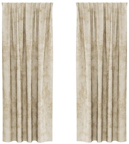 vidaXL κουρτίνες βελούδου  2 τεμ με τσέπες κρεμ 260 x 140 εκ