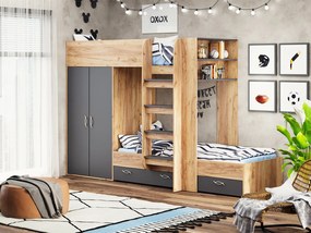 Παιδικό Κρεβάτι Κουκέτα NEMO Tacho/Ανθρακί 276x176x101cm