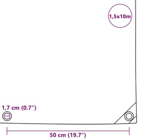 vidaXL Μουσαμάς Γκρι 1,5 x 10 μ. 650 γρ./μ.²
