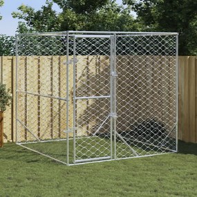 Κλουβί Σκύλου Εξωτερ. Χώρου Ασημί 2x2x2 μ. Γαλβανισμένο Ατσάλι - Ασήμι
