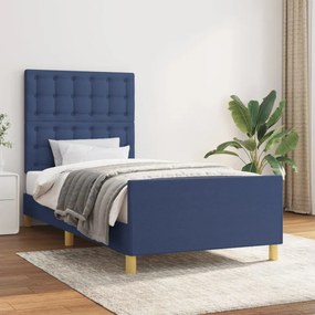 Πλαίσιο Κρεβατιού με Κεφαλάρι Μπλε 80x200 εκ Υφασμάτινο - Μπλε