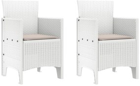 Καρέκλα Κήπου 2 pcs Λευκό 53 x 49 x 85 εκ. Πολυπροπυλένιο