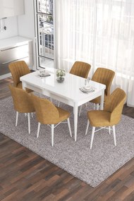 Extendable Dining Table &amp; Chairs Set (7 Pieces) Eva - White, Cappuccino White
Cappuccino