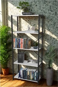 Stewehome Διακοσμητική μεταλλική βιβλιοθήκη με 5 ράφια Λευκό 60x30x150 cm