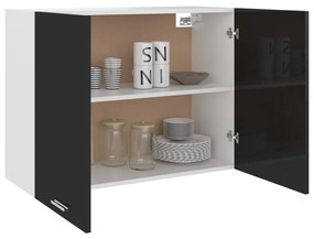 vidaXL Ντουλάπι Κρεμαστό Γυαλιστερό Μαύρο 80x31x60 εκ. από Μοριοσανίδα