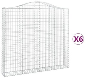 vidaXL Συρματοκιβώτια Τοξωτά 6 τεμ. 200x30x180/200 εκ. Γαλβαν. Ατσάλι