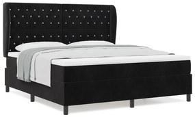 vidaXL Κρεβάτι με Ελατήριο και Στρώμα Μαύρο 180x200 εκ. Βελούδο