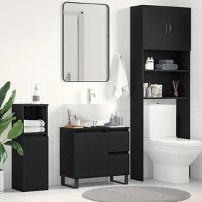 vidaXL Ντουλάπι Λεκάνης Μπάνιου Μαύρη Δρυς 65x33x60 εκ Επεξεργασμένο ξύλο