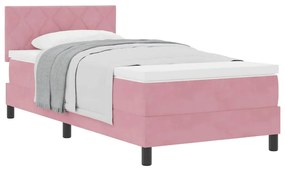 vidaXL Κρεβάτι με Ελατήρια και Στρώμα Ροζ 100 x 200 cm ύφασμα