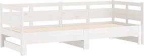 vidaXL Καναπές Κρεβάτι Συρόμενος Λευκός 2x(80x200) εκ. από Μασίφ Πεύκο