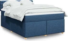 vidaXL Κρεβάτι Boxspring με Στρώμα Μπλε 140x190 εκ. Υφασμάτινο