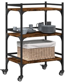 vidaXL Τρόλεϊ Κουζίνας Καπνιστή Δρυς 50x35x75,5 εκ Επεξεργασμένο Ξύλο