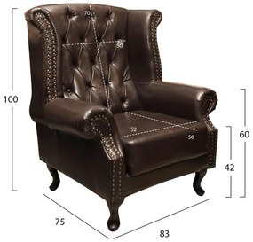 ΠΟΛΥΘΡΟΝΑ-ΜΠΕΡΖΕΡΑ T.CHESTERFIELD POLINA HM0053.01 PU ΣΚ.ΚΑΦΕ 83x75x107 εκ.