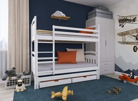 ALAN 80x160 white bunk bed Lano Furniture