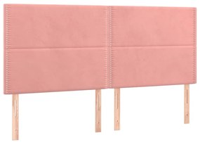 vidaXL Κρεβάτι Boxspring με Στρώμα Ροζ 200x200 εκ. Βελούδινο