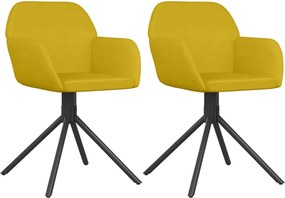 VidaXL Καρέκλες Τραπεζαρίας Περιστρεφόμενες 2 τεμ. Κίτρινες Βελούδινες