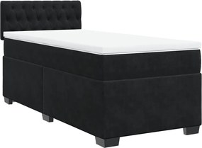 vidaXL Κρεβάτι Boxspring με Στρώμα Μαύρο 100x200 εκ. Βελούδινο
