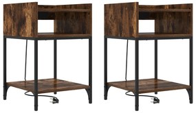vidaXL Κουτιά Κρεβατοκάμαρας 2 pcs Καπνιστή δρυς 40 x 40 x 61 εκ