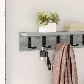vidaXL Τοίχου Κρεμάστρα με ράφι Γκρι sonoma 60 x 10.5 x 10.5 εκ