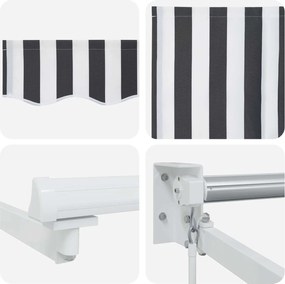 vidaXL Χειροκίνητη Ανακλινόμενη Σκίαση Γκρι και Λευκό 3,5 x 2 m