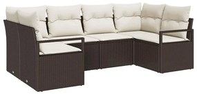 vidaXL Σετ Καναπέ Κήπου 6 pcs Καφέ και Λευκό συνθετικό ρατάν
