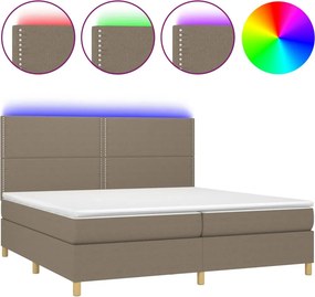 vidaXL Κρεβάτι Boxspring με Στρώμα &amp; LED Taupe 200x200 εκ. Υφασμάτινο