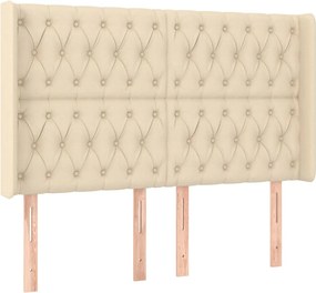 vidaXL Κρεβάτι Boxspring με Στρώμα &amp; LED Κρεμ 140x200 εκ. Υφασμάτινο