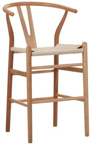 Σκαμπό μπαρ Wishbone Pakoworld rubberwood-σχοινί 55x49x108εκκ 029-000286 029-000286 Καφέ