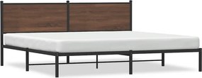 vidaXL Σκελετός Κρεβ. Χωρίς Στρώμα Καφέ Δρυς 193x203 εκ. Μεταλλικό