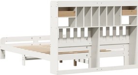 vidaXL Κρεβάτι Βιβλιοθήκη Χωρίς Στρώμα 150x200 εκ Μασίφ Ξύλο Πεύκου