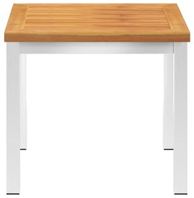 vidaXL Τραπεζάκι Κήπου 45x45x38 εκ. Μασίφ Ξύλο Ακακίας / Ανοξ. Ατσάλι