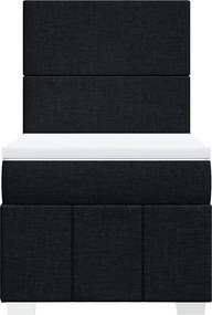 vidaXL Κρεβάτι Boxspring με Στρώμα Μαύρο 90x190 εκ.Υφασμάτινο