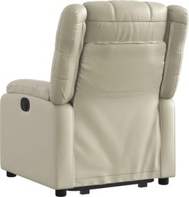 vidaXL Πολυθρόνα Ηλεκτρ. Ανακλινόμενη με Ανύψωση Κρεμ Συνθ.Δέρμα