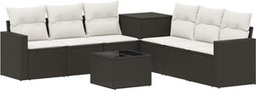 vidaXL Σετ Καναπέ 8 τμχ. Μαύρο και Κρεμ Λευκό 55 x 55 x 37 εκ