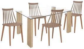 Dining set 5 pcs glass table &amp; chairs Sonoma