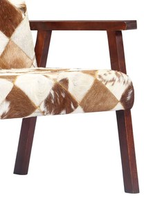 vidaXL Πολυθρόνα Λευκό / Καφέ από Γνήσιο Δέρμα Κατσίκας