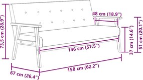 vidaXL Καναπές Τριθέσιος Μαύρος από Συνθετικό Δέρμα