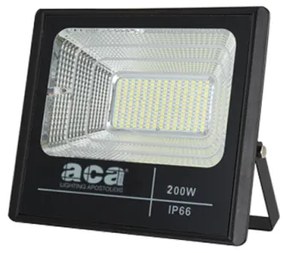 Ηλιακός Προβολέας LED 200W 6000K IP66 SV20060 Μαύρο Αλουμίνιο Aca-SV20060-Μαύρο SV20060
