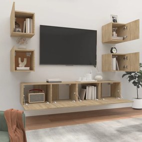 vidaXL Σετ Επίπλων Τηλεόρασης 6 Τεμαχίων Sonoma Δρυς Επεξ. Ξύλο