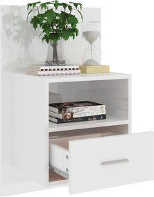 vidaXL Κομοδίνο Επιτοίχιο Γυαλιστερό Λευκό