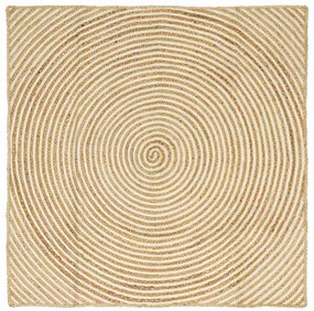 vidaXL Χαλί Φυσικό και Λευκό 120 x 120 cm Γιούτα