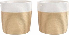 vidaXL Καλάθια Αποθήκευσης 2 τεμ. Μπεζ/Λευκό Ø28x28 εκ. Βαμβακερά