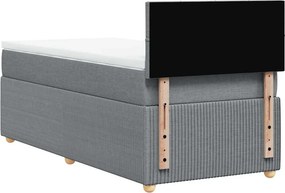 vidaXL Κρεβάτι Boxspring με Στρώμα Ανοιχτό Γκρι 90x200 εκ. Υφασμάτινο