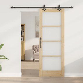 vidaXL Συρόμενη Πόρτα  με Σετ Εξοπλισμού "ORKDAL" Στιβαρού Ξύλου & Γυαλιού