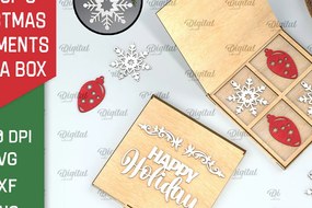 Σετ των 3 Intra απο ξύλο plywood 3mm-4mm πάχος Χριστουγεννιάτικα στολίδια με κουτί Δίασταση 3x3 cm INTRAFABR-104757987